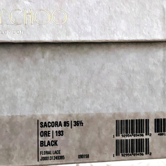 NWT, Jimmy Choo Sacora 85 Black Suede and Lace Peep Toe Ankle Strap Sandals - Picture 12 of 13